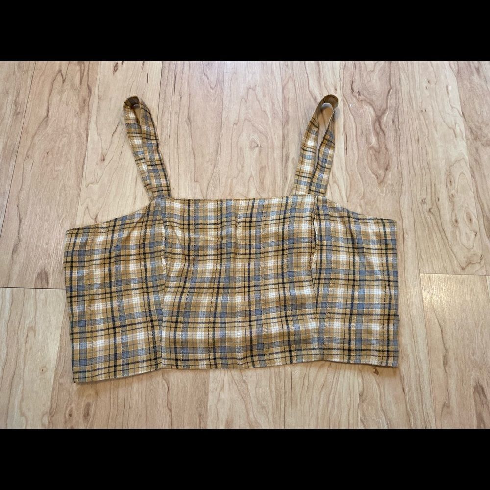 NWOT American Eagle yellow plaid cropped tank